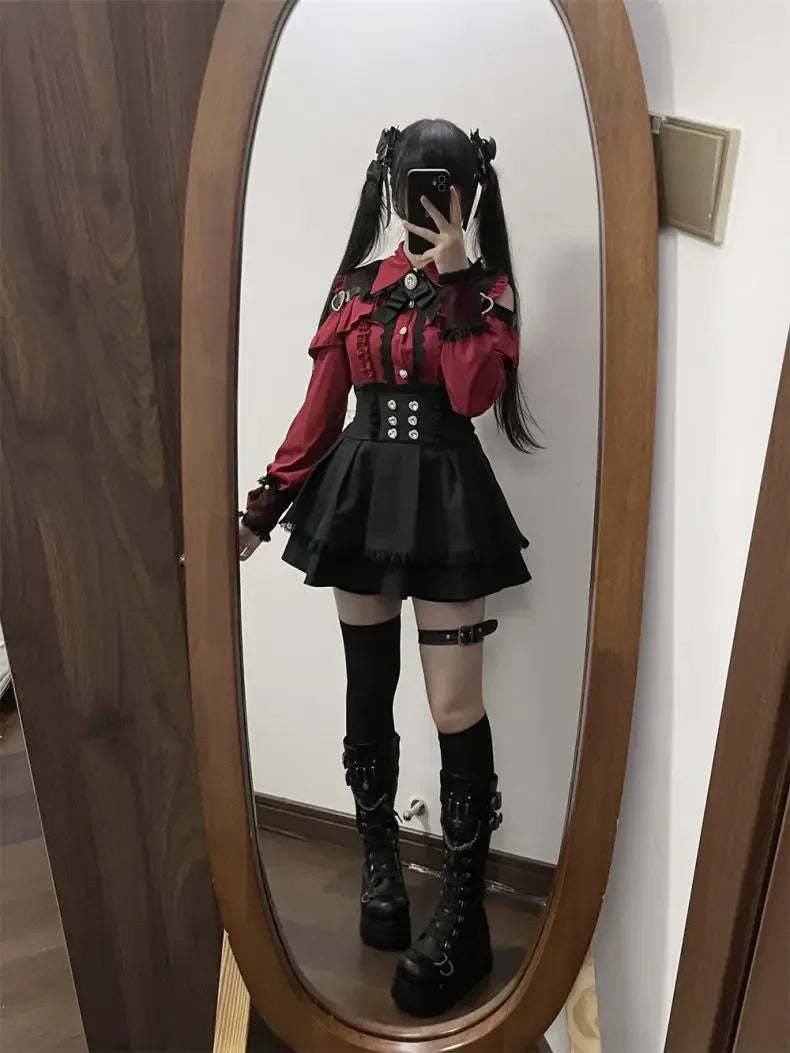 Sweet Lolita Preppy Style Japanese Hollow Out Off Shoulder - Vusy Kawaii Shop