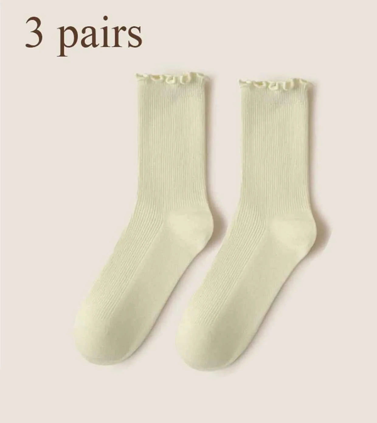 Cute Cotton Soft Middle Tube Black White Breathable Girls Waveselvedge Socks For Women Harajuku Kawaii Solid Frilly Ruffle Socks