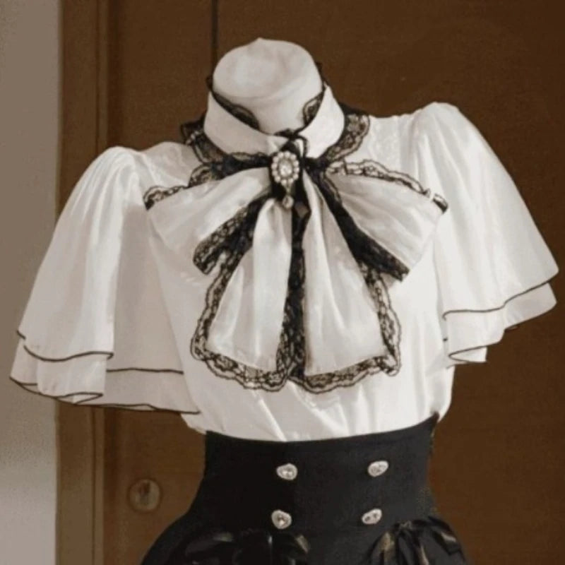 Women's Sweet Y2K Bow Blouse & Mini Skirt Set