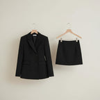 Dress Sets Double Breasted Long Sleeve Blazer High Waist - Vusy Kawaii Shop