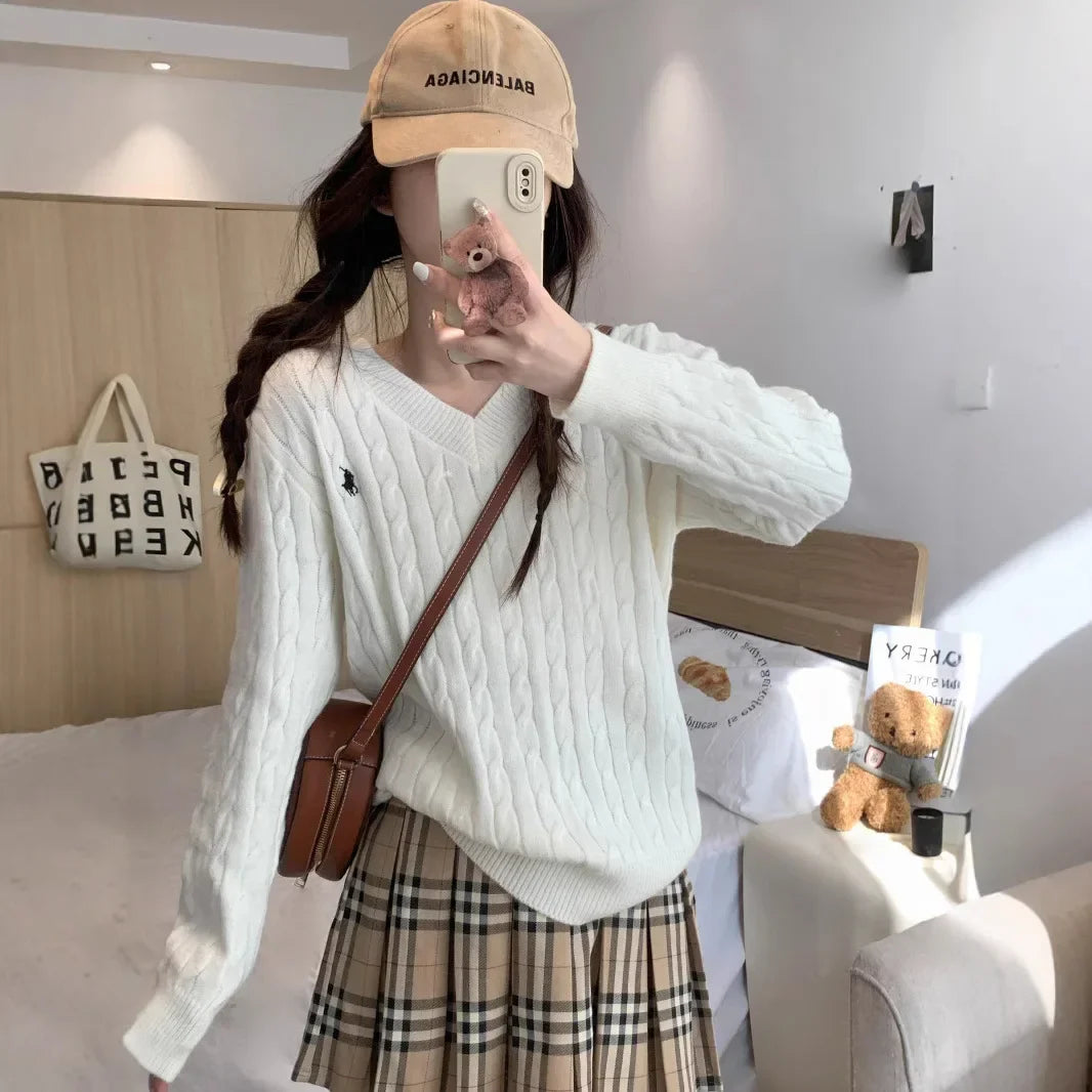 Loose Long Sleeve Knitted Sweater Autumn Winter Inner Wear - Vusy Kawaii Shop