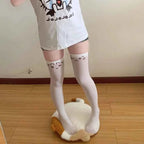 Japanese Kawaii Expression Thigh Socks White Print Long Socks JK Harajuku Over Knee Thigh High Stockings Y2K Cosplay Socks