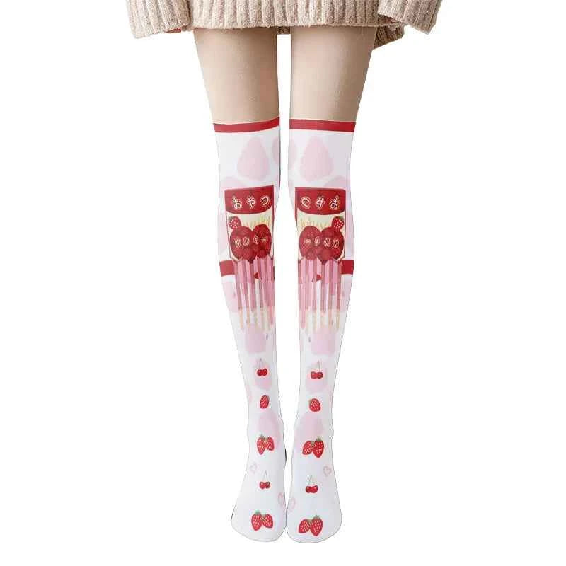 Japanese Sweet Mori Lolita Thigh Stockings Cute Angel Unicorn Kawaii Loli Soft Girl Over The Knee Stockings Halloween Role Play