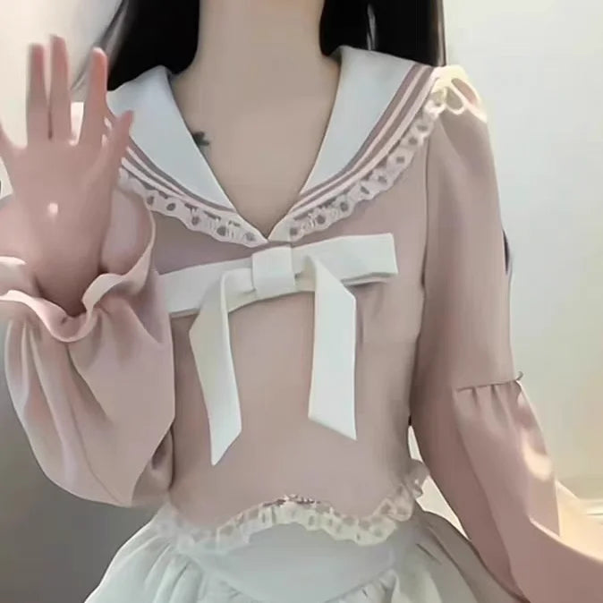 Kawaii Lolita Japanese College Style Suit Long Sleeve Short - Vusy Kawaii Shop