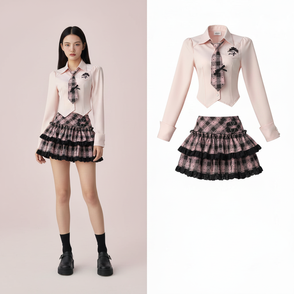 Preppy Style Turndown Collar Single Breasted Long Sleeved - Vusy Kawaii Shop