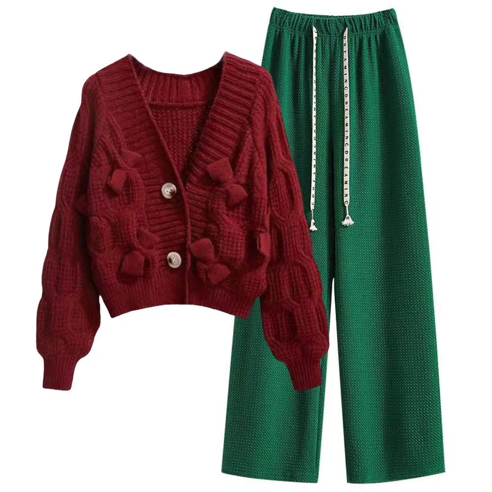 Two Piece Set in Sweater Matching Sets Korean Sweet Bow - Vusy Kawaii Shop