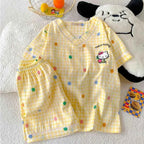 Sanrio Fashion Casual Cute Sweet Polka Dot Home Cartoon Cat Shorts Short-Sleeved Pajamas Suit For Women