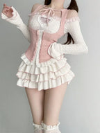 Lolita Sweet Suit Off Shoulder Long Sleeve Tops and Sweet - Vusy Kawaii Shop