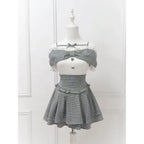Women's Coquette Plaid Crop Top & Mini Skirt Set