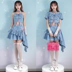 Y2K Bow Camisole, Cropped Jacket & Asymmetric Skirt Women's Three-Piece Set