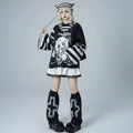 Japanese Fashion Fake Two Pieces Cartoon Print T-shirts
