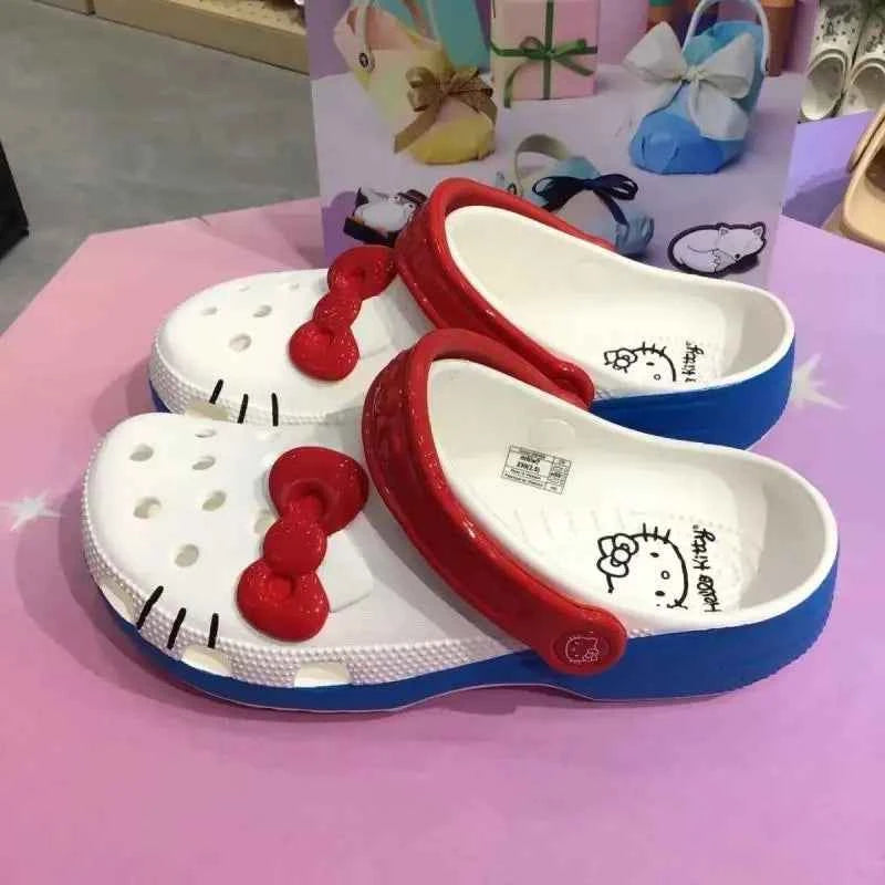 Kawaii Hello Kittys Slippers Sanrioed Hole Sandals Slippers Kt Sandals Kawaii Eva Anime Shoes Summer Slippers Adult Kids Gift