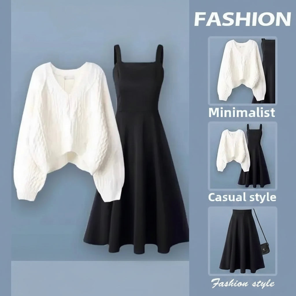 Soft Street Style Knitted Sweater Top and Bottom Set Autumn - Vusy Kawaii Shop