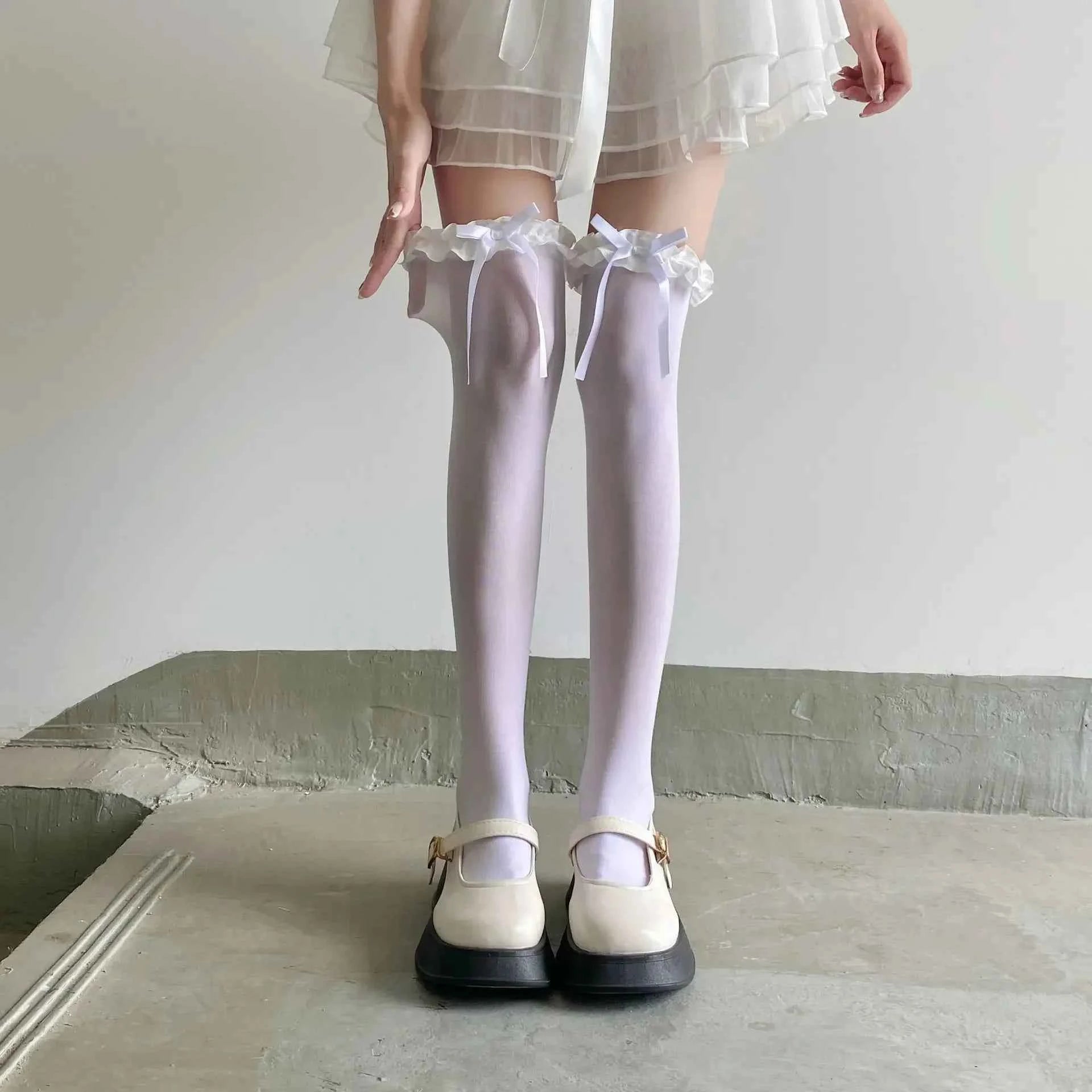 Women Korean Girls JK Silk Sock Fashion Heart Bowknot Calf Sock for Children Kids Summer JK Thin Soft Breathable Kids Stockings
