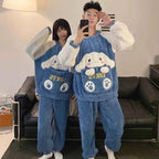 Cartoon Sanrios Cinnamoroll Pajamas Women Men Thickened Coral Velvet Anime Kuromi Autumn Winter Couple Warm Soft Home Clothes