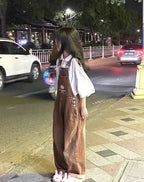 Loose Denim Pant Women Preppy Style Y2k Wide Leg Jeans Straight Japanese Kawaii Summer Vintage Overalls Ankle-Length Pants