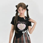 Sweetheart Bear Printed Soft Girl Slimming Crop Top Women - Vusy Kawaii Shop