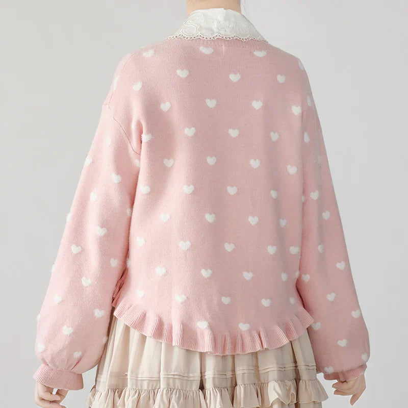 Kawaii Lolita Style Knitted Cardigan Women Sweet V-Neck - Vusy Kawaii Shop