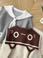 Preppy Style Grunge Kawaii Cute Cat Jacquard Sweaters Women - Vusy Kawaii Shop