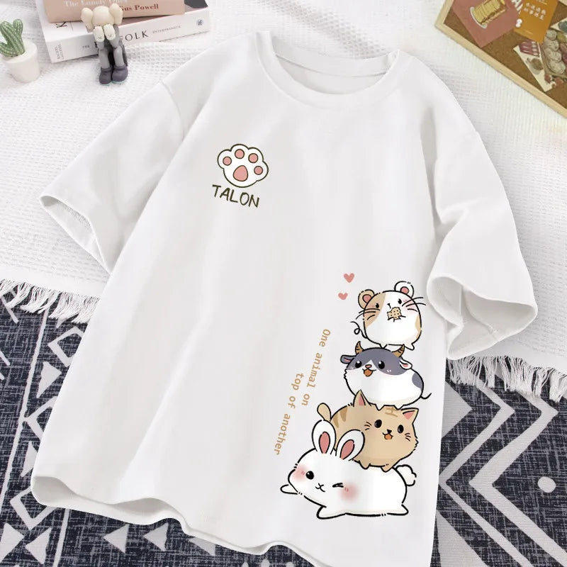 Japanese Cute Hamster Style Sweet Print Daily Wear Short - Vusy Kawaii Shop
