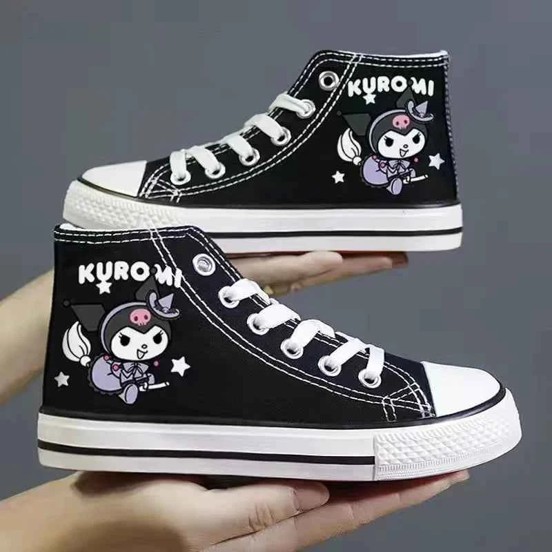 Kawaii Hello Kittys High Tops Canvas Shoes Women Sanrios Student Cartoon Graffiti Skateboard Shoes Girl Preppy Versatile Sneaker