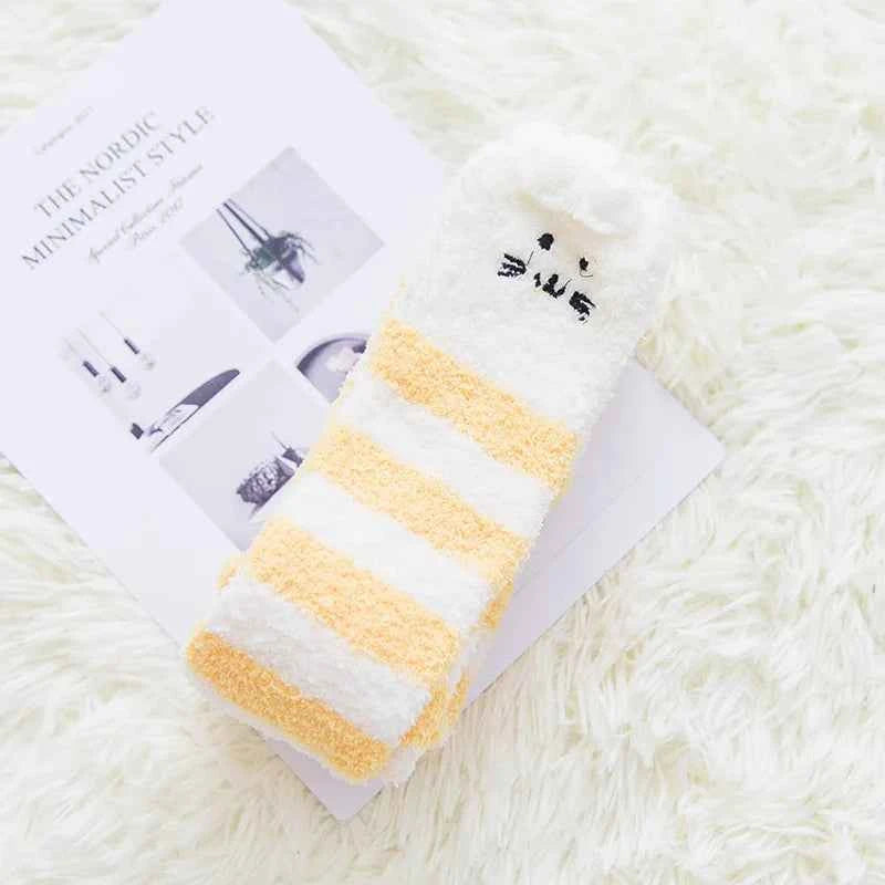 Japanese Mori Girl Animal Modeling Knee Socks Striped Cute Compression Autumn Winter Warm Sock Sleep Cozy Long Thigh High Socks