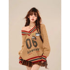 American Slouchy Off Shoulder Sweater Autumn and Winter - Vusy Kawaii Shop