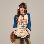 Blue College Sstyle Loose Sweater Autumn Fashion Slim Lazy - Vusy Kawaii Shop