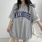 Letter Print Oversized T-Shirts Short Sleeve Korean Women - Vusy Kawaii Shop