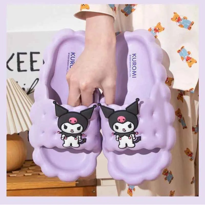 Anime Sanrios Hello Kittys Slippers Cartoon Cinnamoroll Kuromi Women Indoor Slippers Anti-Slip House Flat Slipper Couples Slides