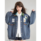 Retro Jeans Jacket Spring and Autumn French Art Jacquard Bow - Vusy Kawaii Shop