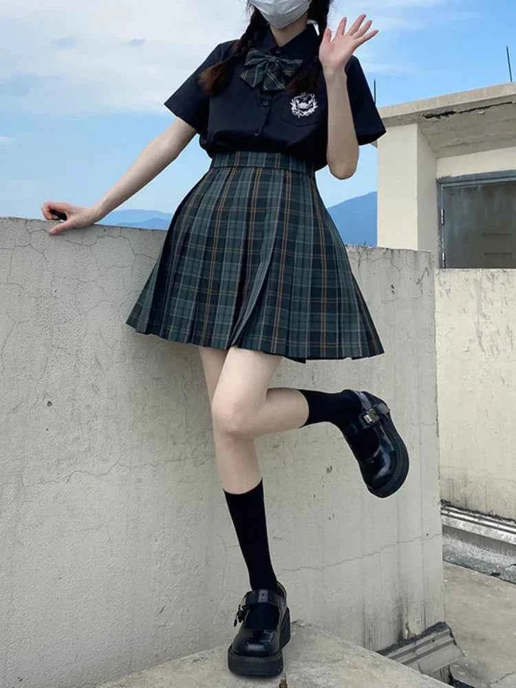 Uniform Skirt Women Spring Japanese Preppy Uniform Plaid
