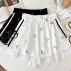 Lace Patchwork Bow Shorts Summer Elastic Waist Short Pants