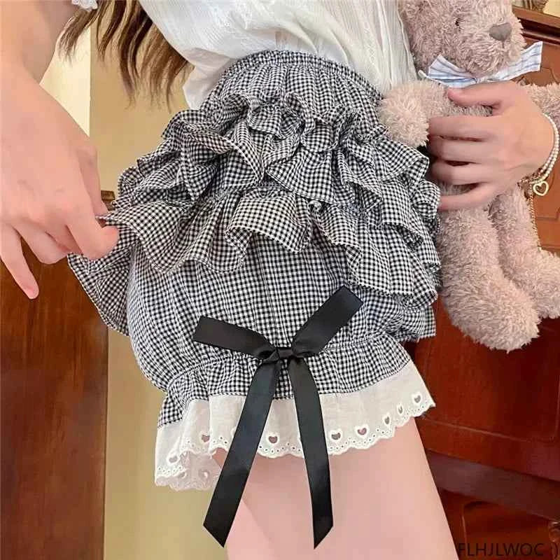 Hot Cool Stylish Summer Cute Sweet Japan Girls Sexy Lace Date Party Breathable Princess Puff Shorts Ruffles Lantern Small Pants