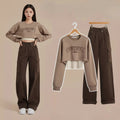 Women's Streetwear Three-Piece Set Letter Print Cropped Sweatshirt, Tank Top & Pants