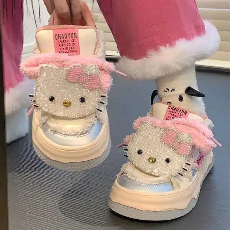 Sanrios Hello Kittys Fashion Design Plate Shoes Y2K Girl Cartoon Korean Style Aesthetic Cute Shoes Women Fashion Casual Sneakers