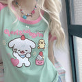 Japanisches niedliches süßes kurzärmeliges T-Shirt für Mädchen, locker, Sommer