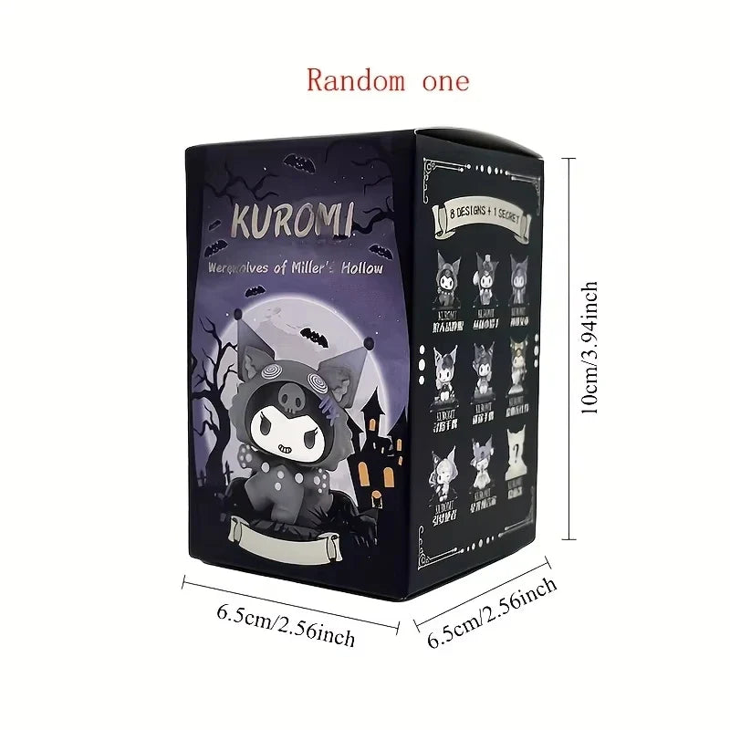 Single Kuromi blind box, 10 cm tall with 6.5 cm sides, dimensions front view