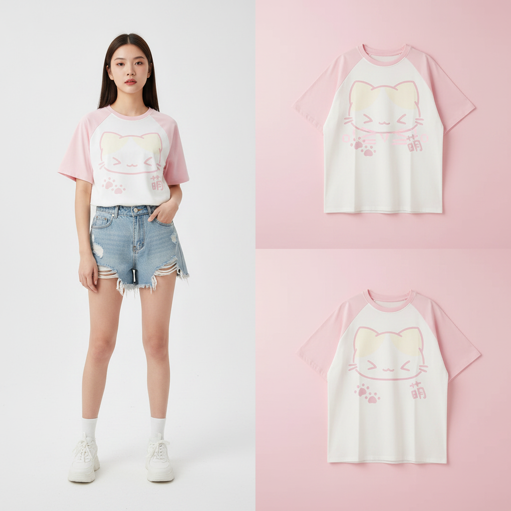 Japanischer Grunge T-Shirt Ästhetik Harajuku Anime Cartoon