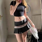 Harajuku Kawaii Lace Trim Mini Skirts Gothic Cutecore Bow