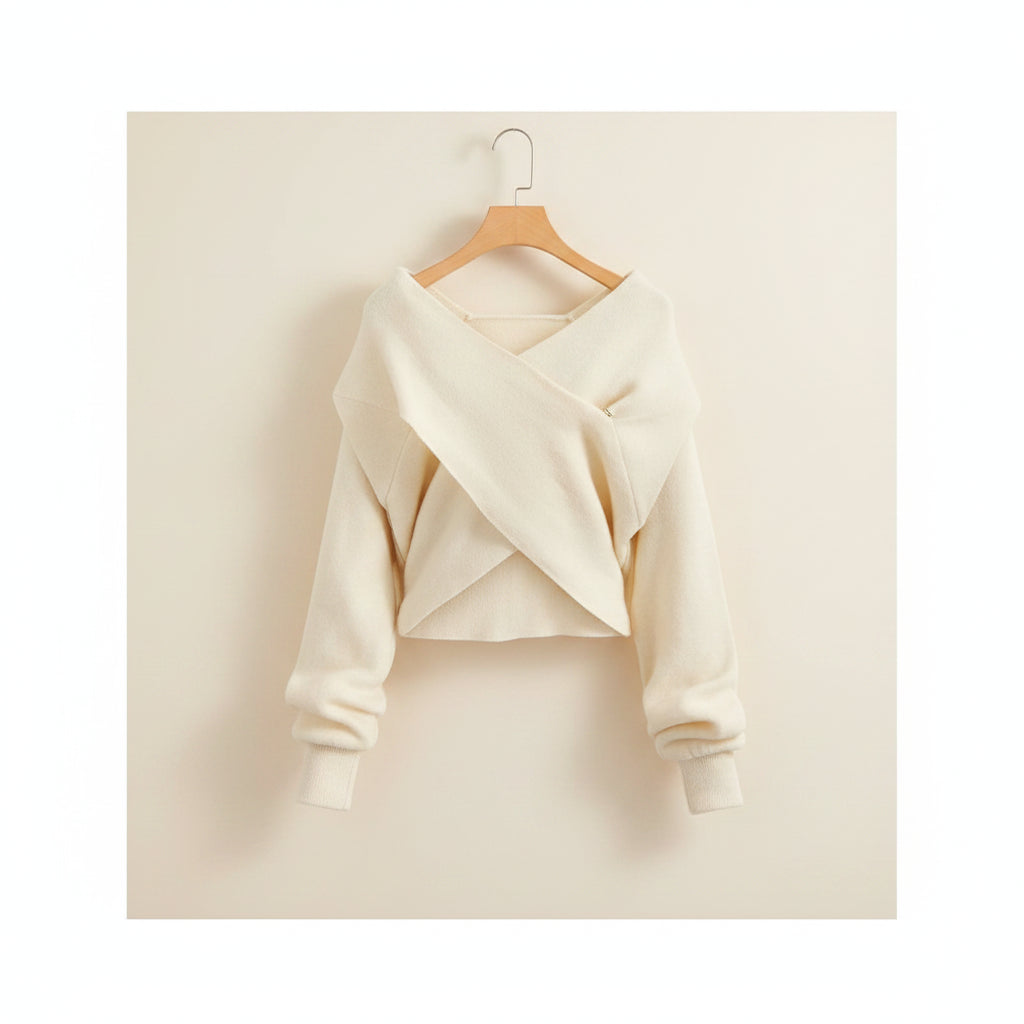 Korean Autumn-Winter Fashion Set Cross Sweater, Shirt Set - Vusy Kawaii Shop