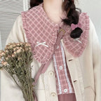 Autumn and Winter Set Students Korean Japanese Pink Check - Vusy Kawaii Shop
