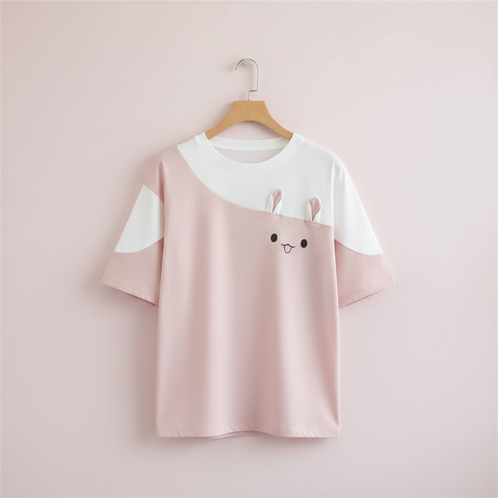 Kawaii Kleidung T-Shirts Koreanische Mode Damen Süße Oberteile Rosa