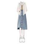 Women Spring-Summer Fashion Denim Dress Matching Set Korean - Vusy Kawaii Shop