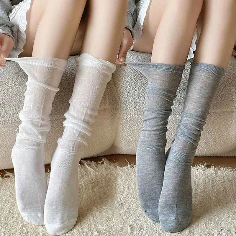Thigh High Stockings Women Girls Black White JK Long Socks Lolita Summer Leggings Sweet Ballet Hosiery Thin Loose Costumes