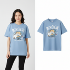 Lustiges Cartoon Katze Buchstaben Print Sommer Kurzarm T-Shirt