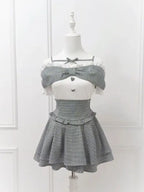 Women's Coquette Plaid Crop Top & Mini Skirt Set