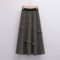 Women Winter Vintage Chic Sweater Plaid Skirts Lady Black
