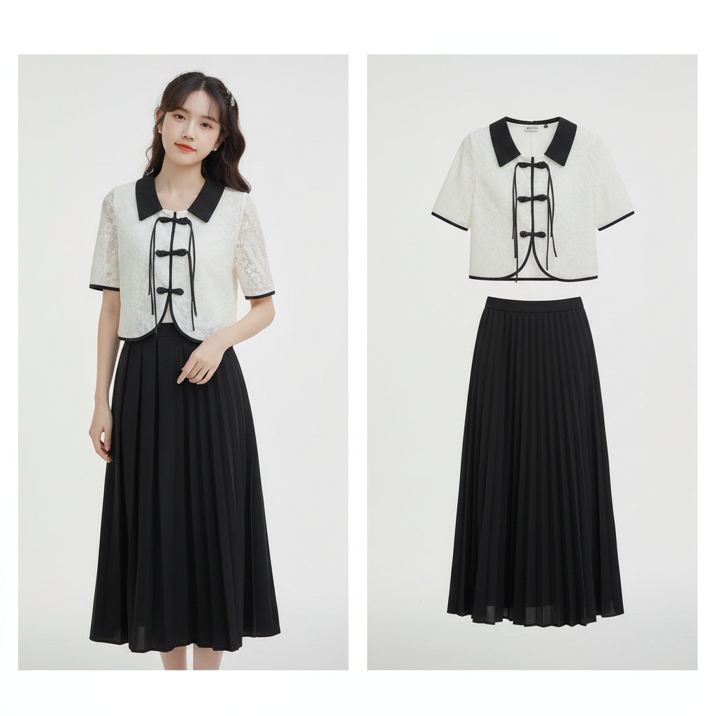 Summer Japanese Style Set Graceful Short Sleeve Blouse - Vusy Kawaii Shop