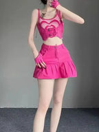 Denim Mini Pleated Skirt Summer High Waist Shorts Skirts - Vusy Kawaii Shop